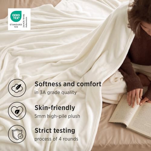 GentleSoft Cream Throw Blanket for Couch (01 - Cream / Throw (50" X 60"))