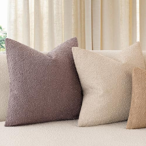 Cozy Textured Boucle Lumbar Throw Pillow Cover 12x20 Dark Purple (20" x 12" (Pack of 2) / Wild Grape)
