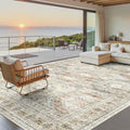 Washable Area Rug 8x10 Large Soft Living Room Rugs Brown (Brown/Pink / 8' x 10' (Rectangular))