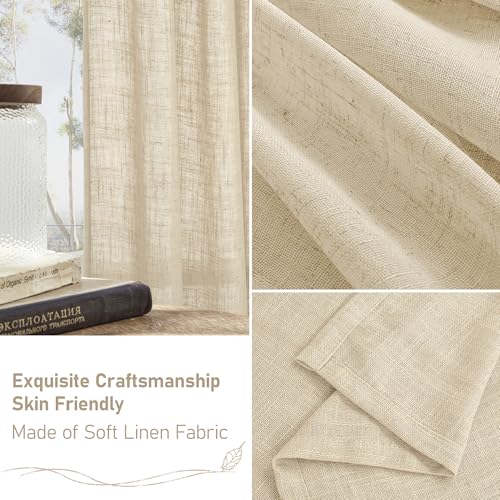 Extra Long Linen Curtains 108 inch Long for Living Room 2 Panels (52"W x 108"L (Pack of 2) / Linen)