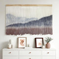 Large Dip Dye Macrame Wall Hanging Tapestry 59"x38" Boho Decor (Blue Gray and Coffee)
