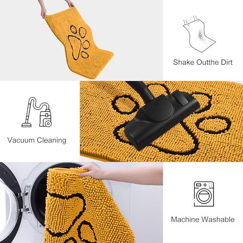 Dog Door Mat for Muddy Paws (36"X24" / Golden Yellow and Black)