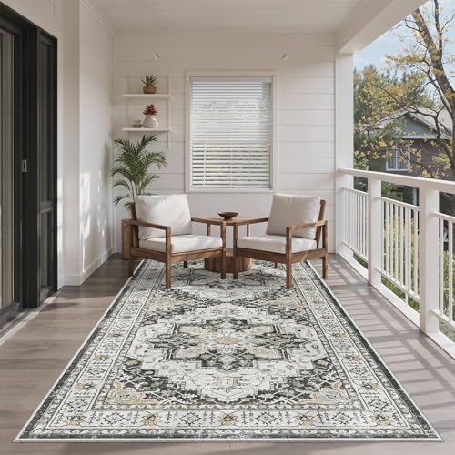 4x8 Wide Hallway Runner Rug Washable for Living Room (Black / 4' x 8' (Runner))