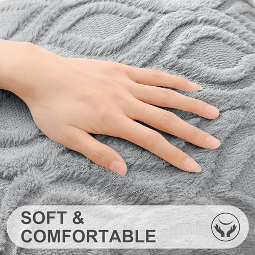 Faux Fur Plush Soft Grey Throw Pillow Covers 22x22 Set of 2 (22" x 22" (Pack of 2) / Grey)