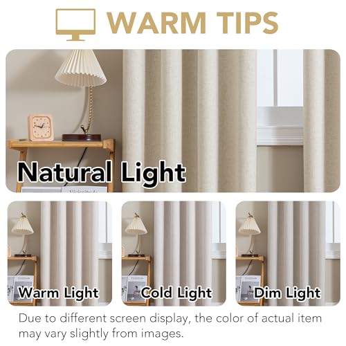 100% Blackout Linen Curtains 63" L 2 Panels Heathered Linen (Heathered Linen / 52"W x 63"L (Pack of 2))