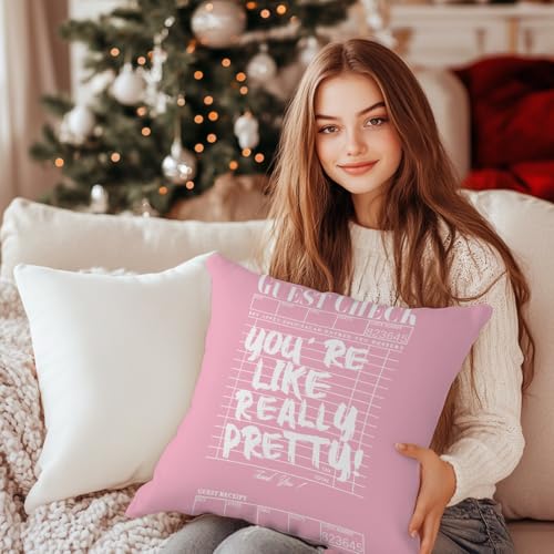 Pink Inspirational Pillow Covers 18x18 (Pink Guest Check 18x18 Inch)