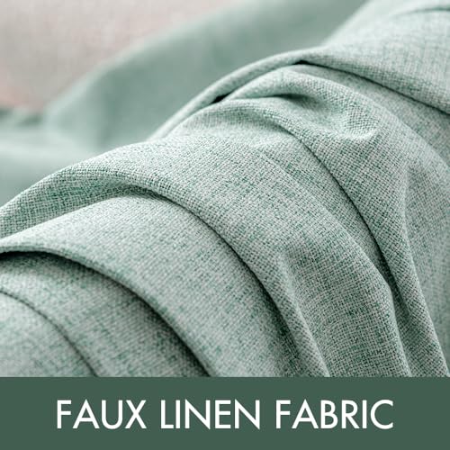 100% Blackout Linen Curtains for Bedroom 52x84 Inches Seafoam Green (Seafoam Green / 52"W x 84"L (Pack of 2))
