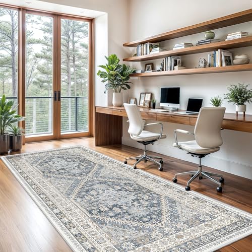 3x8 Runner Rug Non Slip Washable Rugs for Entryway (Blue/Beige / 3' x 8' (Runner))