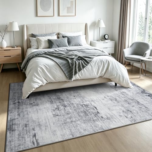 Washable 5x7 Grey Area Rug with Non (Light Neutral Gray / 5' x 7' (Rectangular))