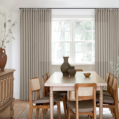 Burlywood Birch Pinch Pleated Thick Linen Curtains 112 Inches Long (Burlywood Birch / 40"W x 112"L (Pack of 2))