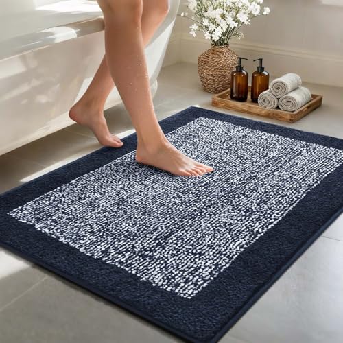 48x32 Bathroom Rugs Non Slip Washable (Dark Blue / 2'8" x 4' (Rectangular))