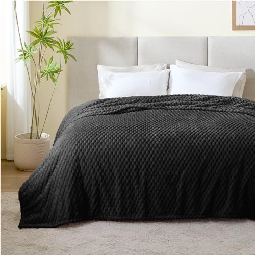 Black Queen Blanket for Bed (Black-1 / Queen(90"x90"))