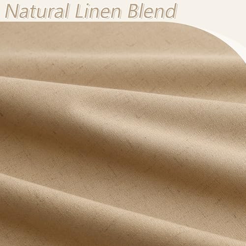 100% Blackout Linen Curtains 96 Inch Length 2 Panels Set for Living Room Bedroom Back Tab Thermal Insulated Black Out Linen Drapes Room Darkening Window Curtains (Camel Brown / 52"W x 96"L (Pack of 2))