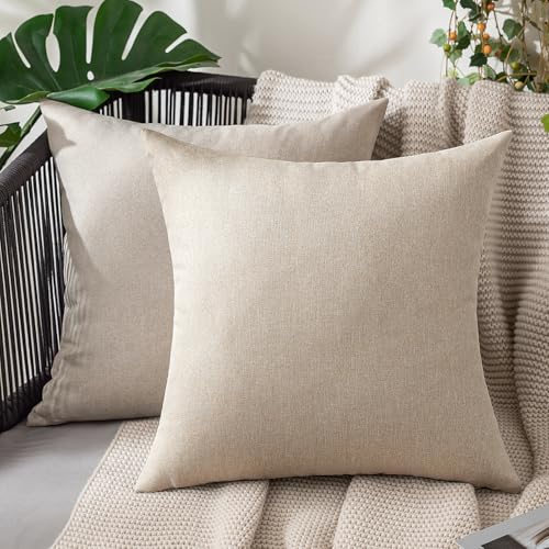 Decorative Outdoor Pillow Covers Waterproof 16x16 Beige (16" x 16" (Pack of 2) / Beige)