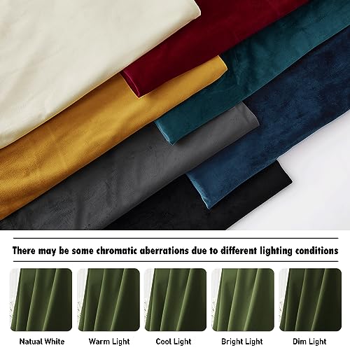 Olive Green Velvet Curtains 72 inches with Hook Belt (Olive Green / 52"W x 72"L (Pack of 2))