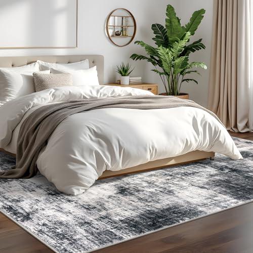 Modern Abstract Area Rugs 6x9 Ft Washable Rugs for Living Room (Black/Grey/White / 6' x 9' (Rectangular))