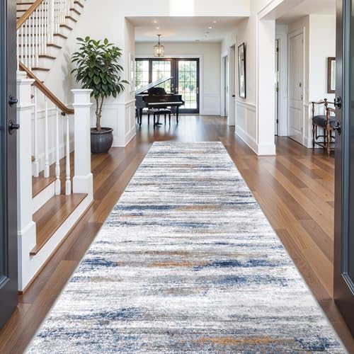 6x12 Runner Rug for Wide Hallway (Navy/Grey / 6' x 12' (Runner))