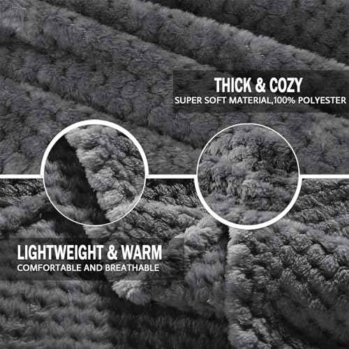 Large Waffle Fleece Throw Blanket for Couch (Gray / 50x70 in)