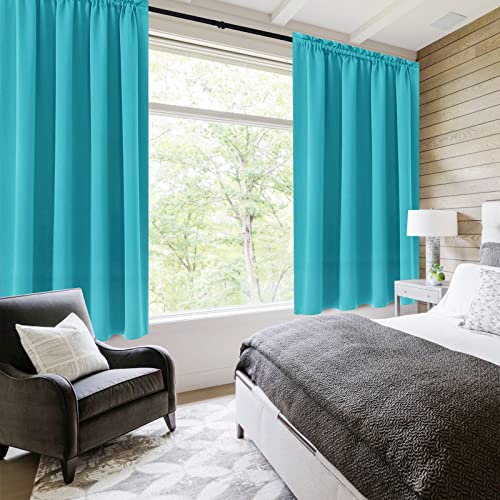 Blackout Curtains for Bedroom Living Room 52 x 54 Inch Long Turquoise (Turquoise / 52"W x 54"L (Pack of 2))