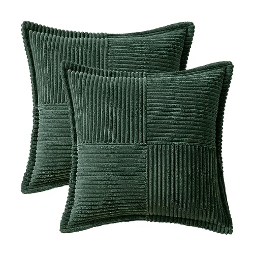 Decorative Throw Pillow Covers for Couch 20x20 Inch Dark Green (Dark Green / 20" x 20" (Pack of 2))