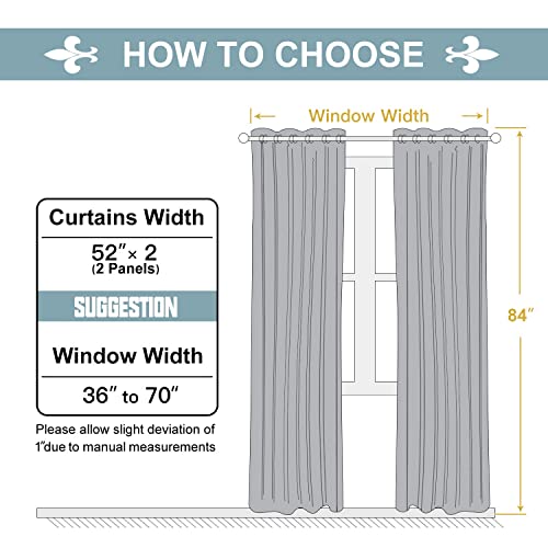 Blackout Curtains for Bedroom and Living Room 84 Inches Long (52"W x 84"L (Pack of 2) / Forest Green)