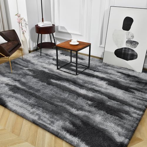 Super Soft Shaggy Rugs Fluffy Carpets (5' x 8' (Rectangular) / Charcoal Grey)