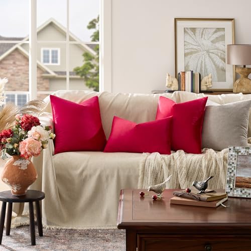 Red Velvet Pillow Covers 18x18 Decorative Pillows Pack of 2 (Red / 18" x 18" (Pack of 2))