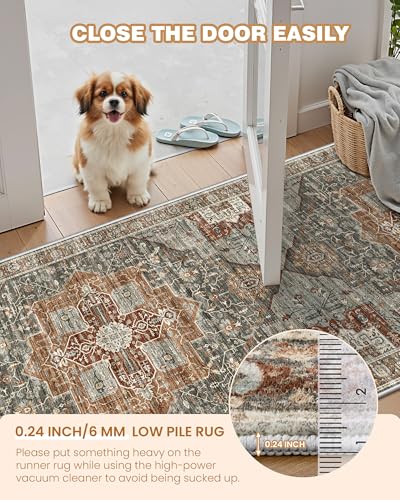Hallway Runner Rug 2x12 Extra Long Washable Runner (Grey / 2' x 12' (Runner))