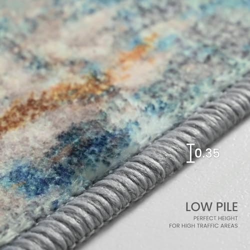 Runner Rug for Kitchen Hallways Runner Rug Non Slip 2'6''x8' Washable Blue Long Runner Rugs with Rubber Backing Soft Abstract Carpet Runner for Entryway (Blue / 2'6" x 8' (Runner))