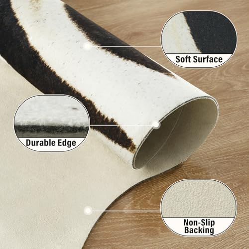 Western Faux Zebra Rug (5'2" X 6'3" (Irregular) / Black and White)
