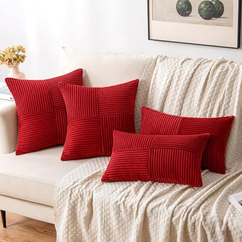 Christmas Red Decorative Throw Pillow Covers for Couch 18x18 Inch (18" x 18" (Pack of 2) / Red)