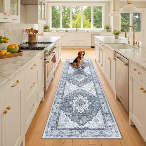 Washable Area Rug (Grey/White/Beige / 2' x 8' (Rectangular))