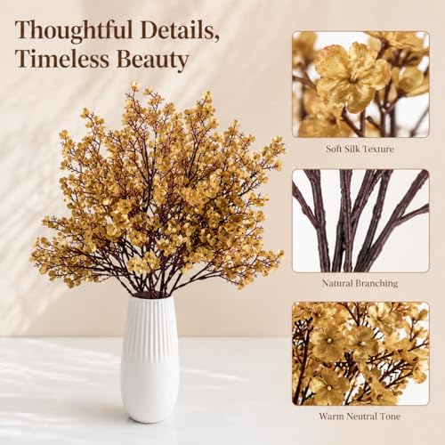 15 Bundles Artificial Gold Baby’s Breath Flowers (Gold)