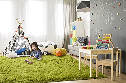 Super Soft Shaggy Rugs Fluffy Carpets (5' x 8' (Rectangular) / Green)