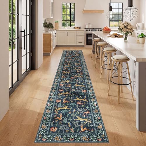 2x12 Washable Runner Rug (Navy Blue (Animal) / 2' x 12' (Rectangular))