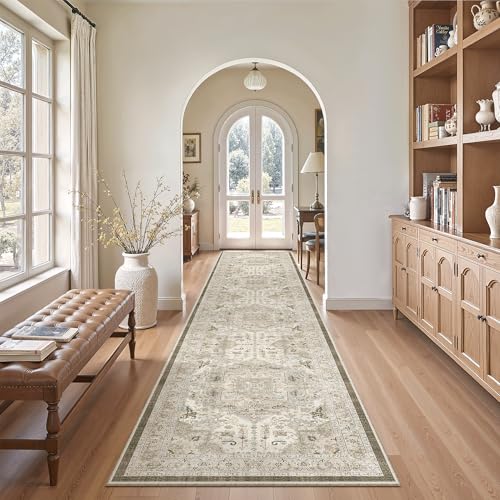 Hallway Runner Rug 2'6''x12' Kitchen Runners Vintage (Ivory/Brown / 2'6" x 12' (Runner))