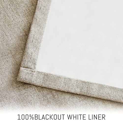 Natural Linen Textured Curtains 63 Inches Long for Living Room (Linen Natural / 52"W x 63"L (Pack of 2))