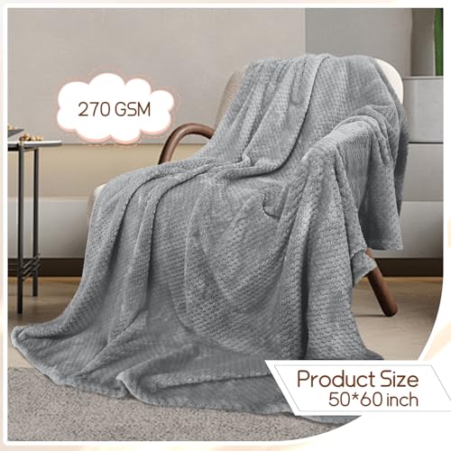 4 Pack Fleece Throw Blankets 50x60 Inches (Gray / Throw(50''x60''))