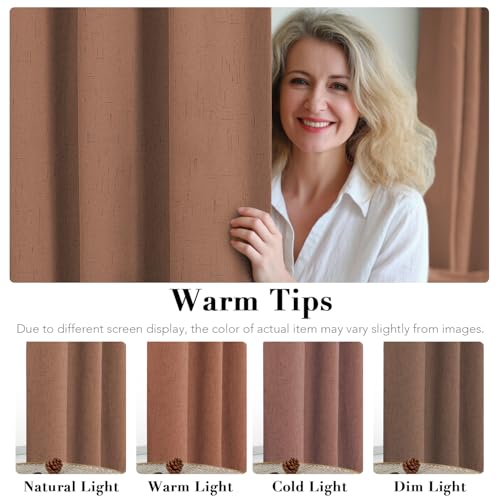 100% Blackout Linen Curtains 54" L 2 Panels Washed Spice (Washed Spice / 52"W x 54"L (Pack of 2))