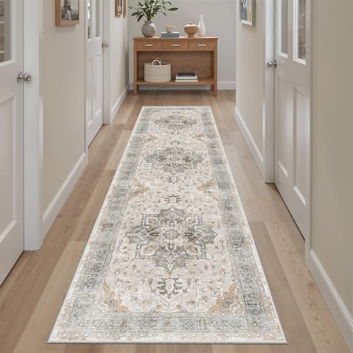 Hallway Runner Rug 2x8 Washable Kitchen Rugs Soft (Light Taupe Brown / 2' x 8' (Runner))