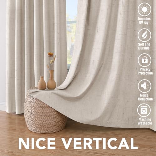100% Blackout Linen Curtains 45" L 2 Panels Natural (Natural / 42"W x 45"L (Pack of 2))