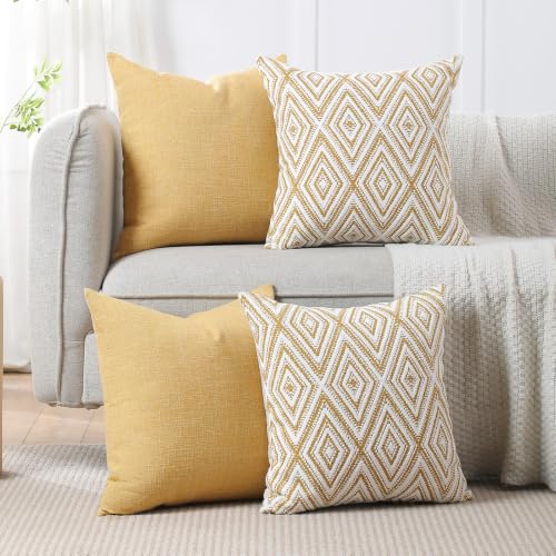 Throw Pillow Covers 18x18 (Ochre / 18" x 18" (Pack of 4))