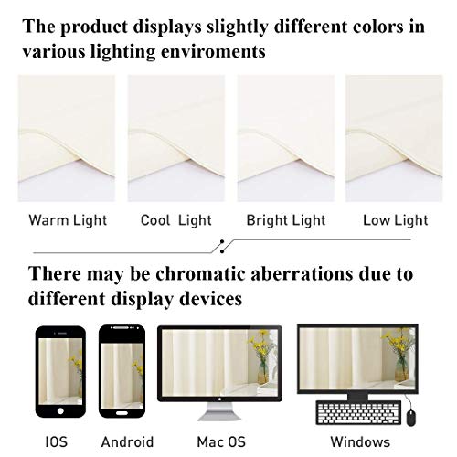 Ivory White Curtains 102 inches Luxury Velvet Drapes (Beige Series - Ivory / 52"W x 102"L (Pack of 2))