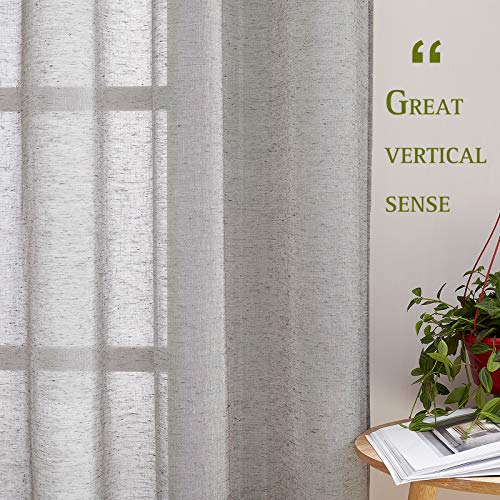 Living Room Sheer Linen Curtains for 84 inch Length 2 Panels Set (70"W x 84"L (Pack of 2) / Charcoal Grey)
