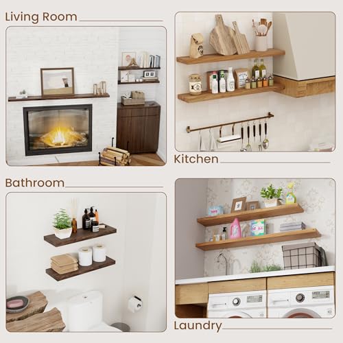 Floating Shelves for Wall Decor (Flat Edge, 48inch, 1Pack / Walnut)