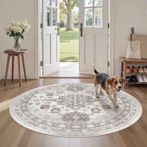 Round Rug 6ft (Brown/Beige / 6' (Round))