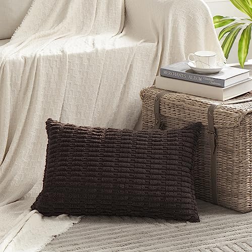 4 Packs Decorative Throw Pillow Covers for Living Room Couch Bed (24" x 14" (Pack of 4) / Dark Brown)