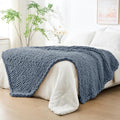 Chunky Knit Throw Blanket for Couch (Cold Sea Blue / 51"x63" (Large Size Throw）)