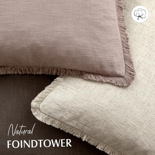 Boho Linen Fringe Lumbar Throw Pillow Covers 12×24 Dusty Pink (24" x 12" (Pack of 2) / Rose Dust)