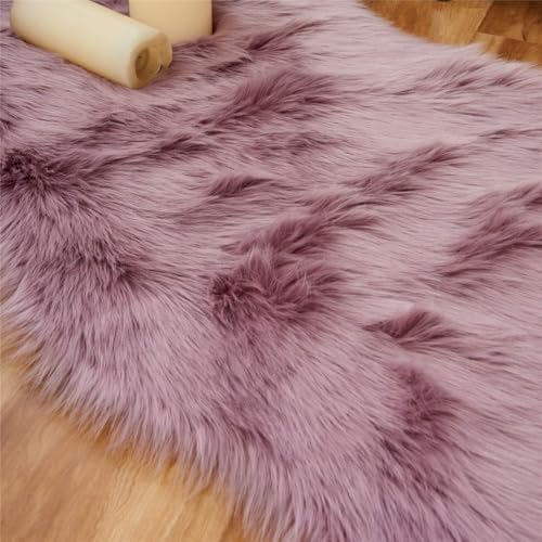 Ultra Soft Fluffy Shaggy Area Rug Faux Fur Rug Chair Cover Seat Pad Fuzzy Area Rug for Bedroom Floor Sofa Living Room (Light Purple / 2' x 4' (Rectangular))